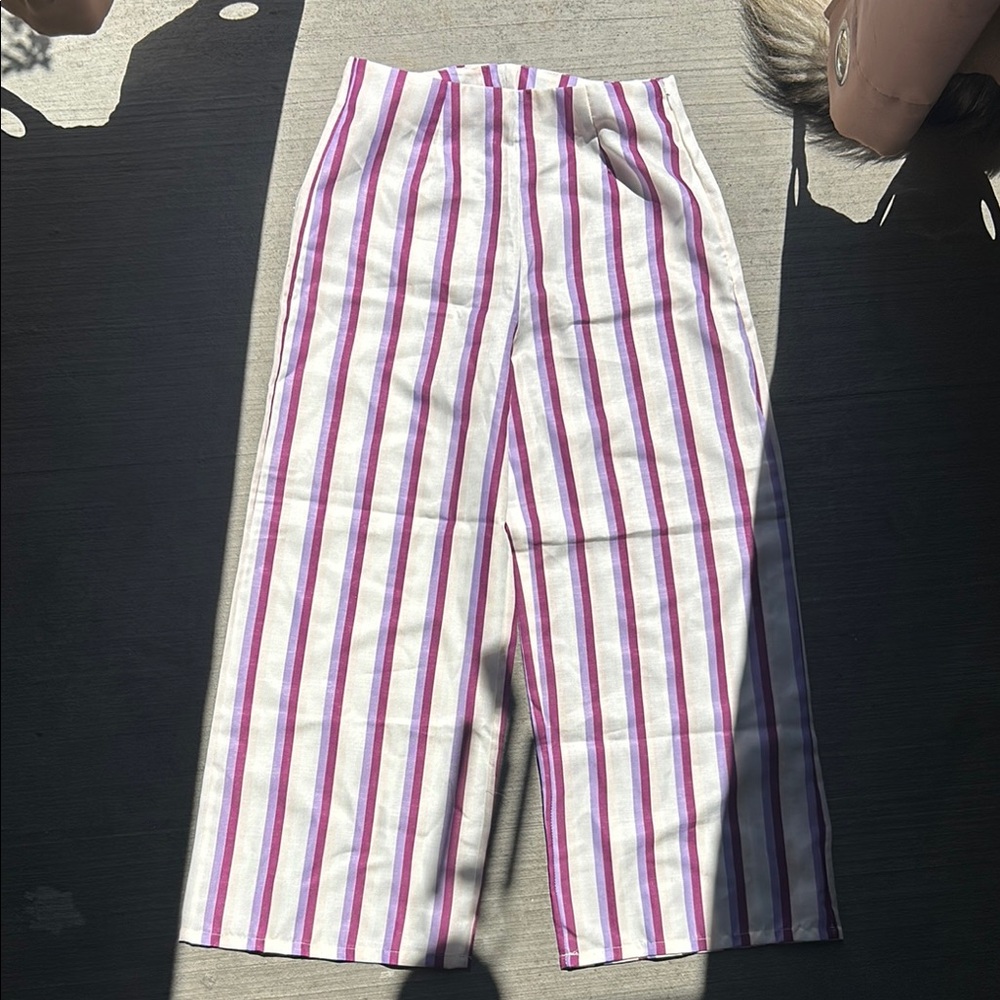 Striped Wide-Leg Pants